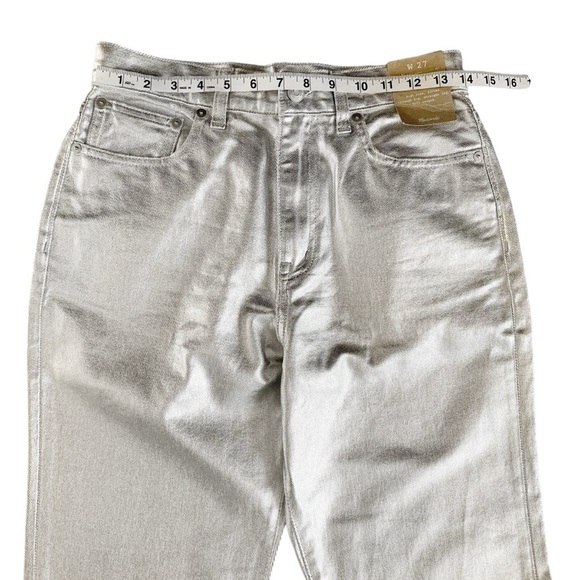 MADEWELL Straight Jeans in Silver Foil! Retail $148. - Picture 3 of 7